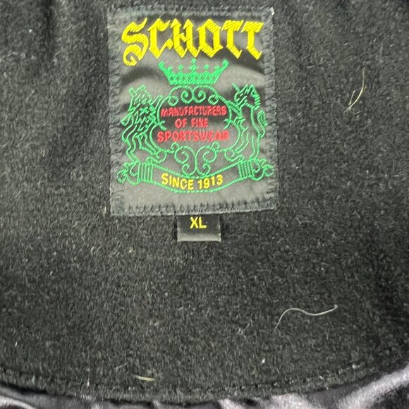 Schott Jacket Men's Extra Large Black Faded Wool Blend Full Zip Bomber Pockets - Picture 7 of 16